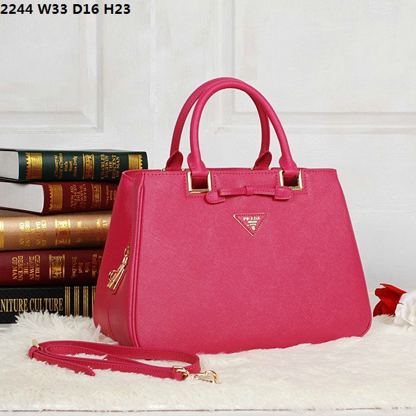 2014 Prada saffiano calfskin tote BN2244 rosered